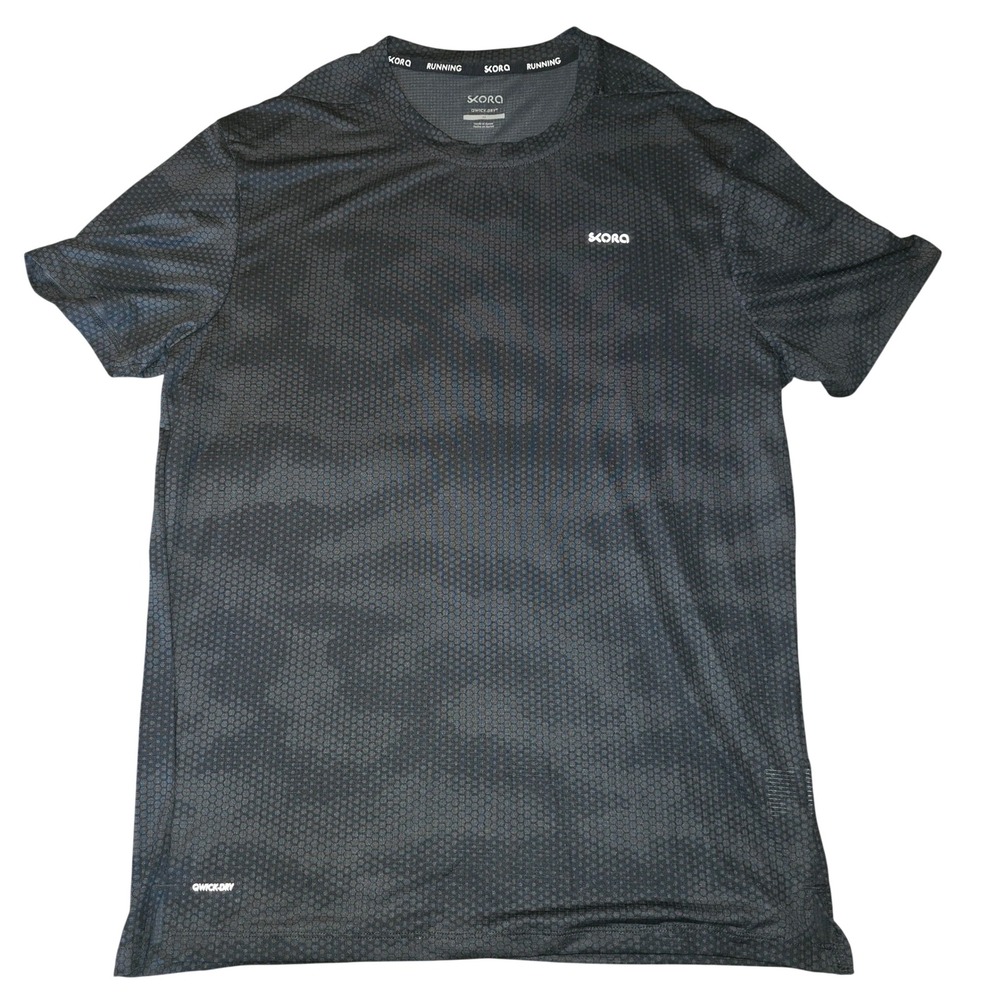 Skora Running T-Shirt Mens Size M Black Camo Qwick-Dry Performance Activewear